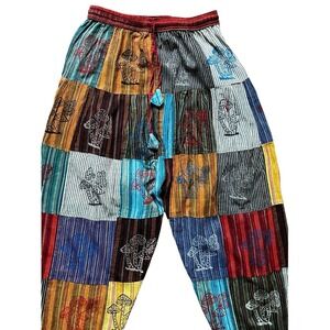 Rising International Patchwork Jogger Pants Size XL Mushroom Hippie *FLAW*